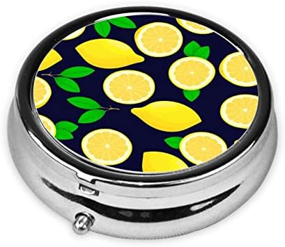 Limon Meyve Yuvarlak Hap Kutusu Dekoratif kutu konteyner Hap Durumda, kompakt İki Bölmeli İlaç Tablet Organizatör