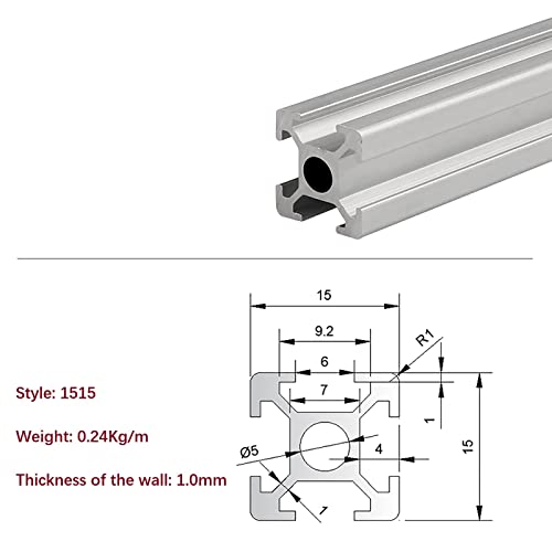 Mssoomm 4 Paket 1515 Alüminyum ekstrüzyon profili Uzunluk 49.61 inç / 1260mm Gümüş, 15x15mm 15 Serisi T Tipi T-Yuvası