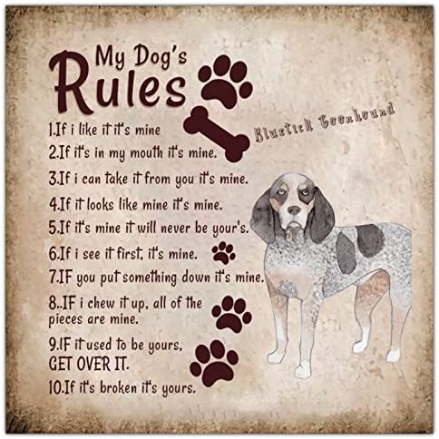 Alioyoit Köpeğimin Kuralları Komik Metal Köpek İşareti Metal Plaka Komik Pet Köpek Söyleyerek Yenilik Köpek Pençe