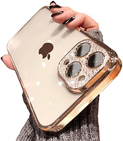 COOWEEK Temizle Kılıf iPhone 12 Pro Max Durumda Glitter, lüks Sevimli Sparkle Rhinestone Kılıf Bling Kamera Lens Koruyucu