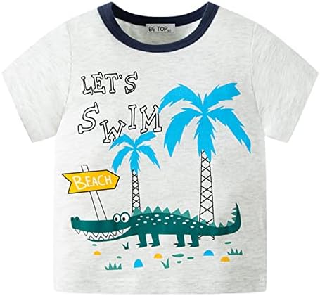 Termal Paketi Yürüyor Çocuk Bebek Erkek Kız Karikatür Yaz Plaj Kısa Kollu Crewneck T Shirt Üstleri Erkek Bebek