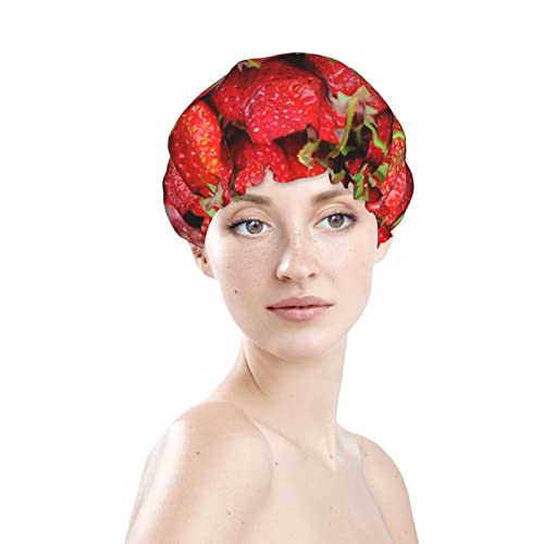 Kadınlar Kullanımlık Streç Hem Saç Şapka Meyveleri Meyve Yaz Çift Katmanlar Su Geçirmez Duş Başlığı banyo bonesi