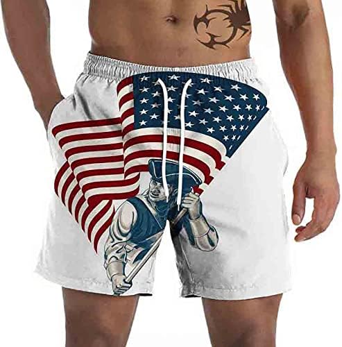 Erkek Kurulu Şort Yaz Casual Gevşek Fit Amerikan Bayrağı Baskı Boardshorts Bağımsızlık Günü Komik Beachwear Yüzmek