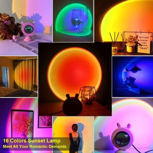 Gün batımı lambası güneş ışığı projeksiyon lambası 7W 16 renk, USB UFO güneş lambası, LED gökkuşağı ışık gece ışıkları