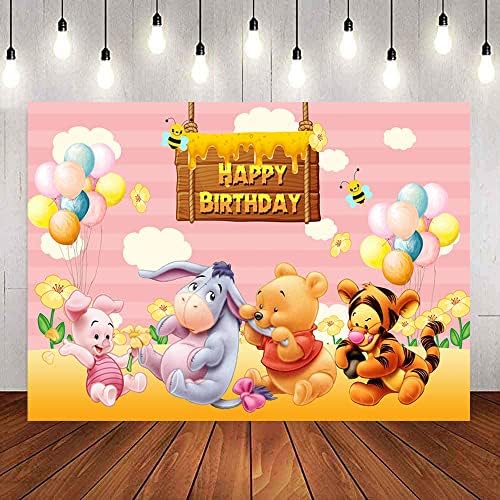 Withu Winnie The Pooh Zemin Karikatür Hayvanlar Erkek Kız Yenidoğan Bebek Duş 1st Doğum Günü Partisi Afiş Kek Masa