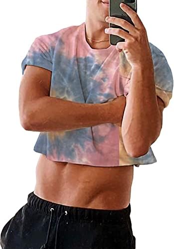 Karlywindow Erkek Kırpılmış Tank Top Kısa Kollu Baskı Pamuk Kırpma T Shirt Sıcak Gömlek