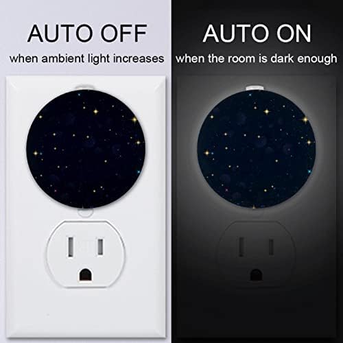 2 Paket Plug-in Gece Lambası LED Gece Lambası Yıldız Uzay Alacakaranlıktan Şafağa Sensörü Çocuk Odası, Kreş, Mutfak,