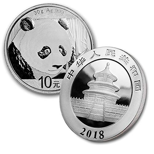 2018 CN Çin 30 Gram Gümüş Panda BU (Kapsül İçinde) 10 Yuan Parlak Dolaşımsız