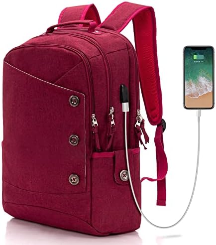 KINGSLONG Laptop Sırt Çantası Kadın Erkek fit 17 inç Dizüstü Su Geçirmez seyahat sırt çantaları USB şarj portu ile