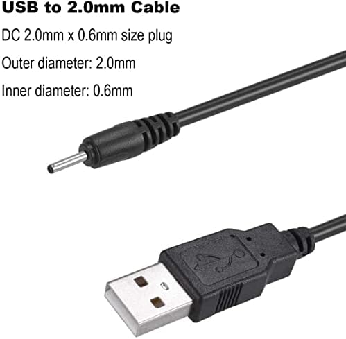 YNCRIS USB DC 2.0 mm Kablo, USB 2.0 Tip A Erkek DC 2.0 mm x 0.6 mm 5 Volt DC Jack Güç Adaptörü Konektörü şarj kablosu