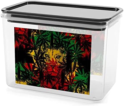 Jamaika Rasta Aslan saklama kutusu Plastik Gıda Organizatör Konteyner Kutuları kapaklı Mutfak için