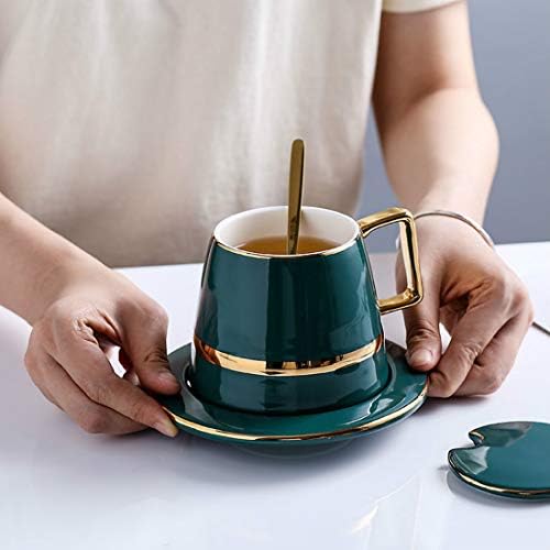 Kahve Kupa Seramik Kahve Kupa Mermer çay bardağı, Kaşık ve Bardak Kapağı ve fincan tabanı Retro Hediye kutu seti Tatil