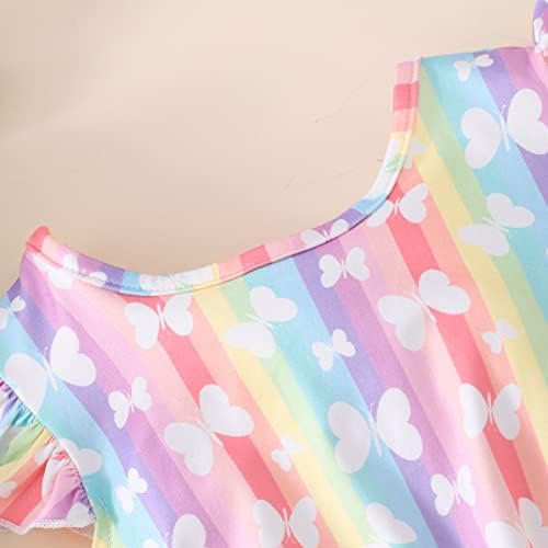 moomtaıkıd Toddler Kız Yaz Seti Dantel Ruffled Dikiş Renk Şort Kıyafet Seti 2-8Y