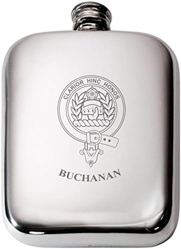 Ben LUV LTD Buchanan İskoç Klan Crest Adı Kalay Cep Şişesi 6 oz
