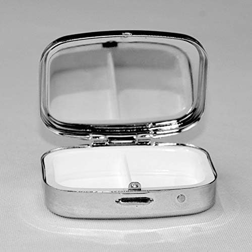 Ince Gümüş Çizgi Düzeltme Memuru Kare Mini Hap Durumda Ayna ile Seyahat Dostu Taşınabilir Kompakt Bölmeli Hap Kutusu