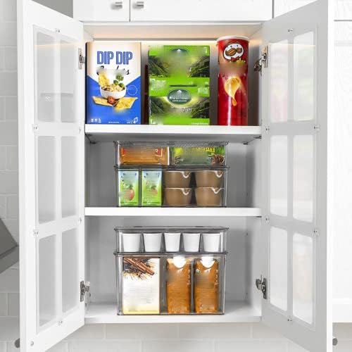 Menteşeli Şeffaf Plastik Organizasyon Kapları ile Kiler ve Buzdolabı için Fayrimi 2 Adet Kutu. Mutfakta Yer Açın