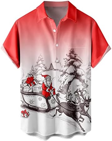 XXBR Noel erkek Düğme Aşağı Kısa Kollu Gömlek, komik Noel Noel Baba Baskı Bowling Gömlek Parti Tasarımcı Gömlek Noel