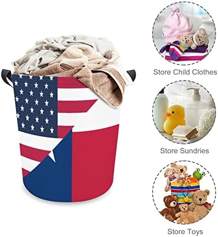 Amerikan ve Texas Eyalet Bayrağı çamaşır sepeti Katlanır çamaşır Sepeti çamaşır kutusu saklama çantası Kolları ile