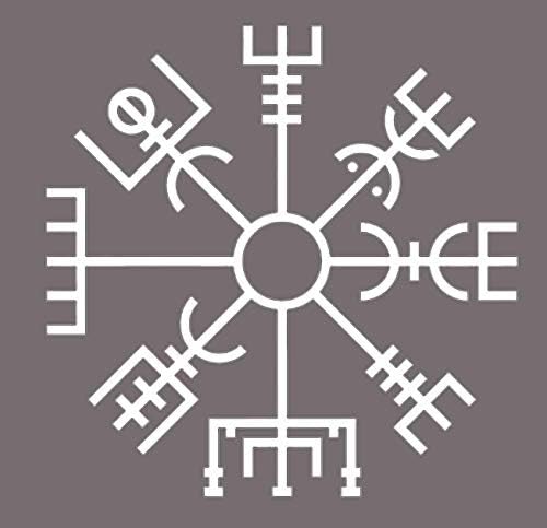 İYON Grafik Beyaz Vegvísir Viking Pusula Vinil Statik Sarılmak-Viking Dekorasyon-Vegvísir Rune Dekor-İskandinav İskandinav