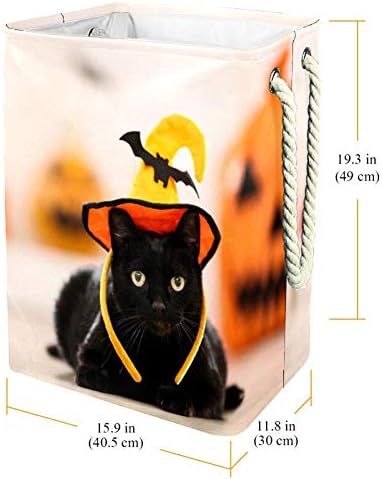 Inhomer Siyah Kedi Cadılar Bayramı Şapka 300D Oxford PVC Su Geçirmez Giysiler Sepet Büyük çamaşır sepeti Battaniye
