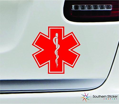 Hayat yıldızı Caduceus 5x5. 1 kırmızı Paramedik Şifa Tıp Yunan Amerika Renkli Etiket Devlet Çıkartması Vinil Yapımı