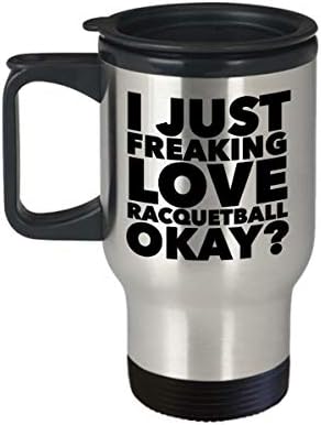HollyWood ve Sicim Raquetball Hediyeler Ben Sadece Freaking Aşk Raquetball Tamam Komik Paslanmaz Çelik Yalıtımlı Kahve