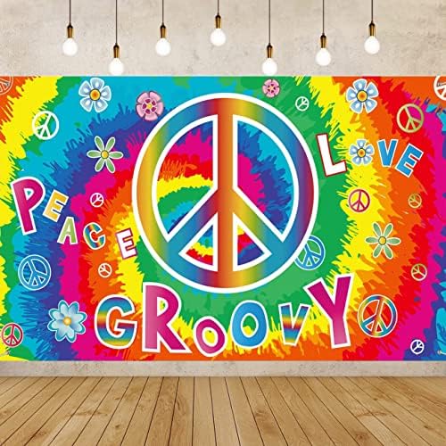 60'ların Karnaval Parti Dekorasyon Afiş Hippi Groovy Tema Parti Fotoğraf Arka Plan 60'ların Parti Sahne Belirleyicileri