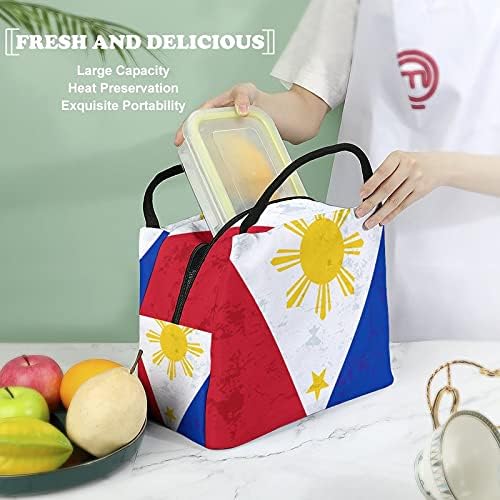 Retro Filipinler Bayrağı Yalıtımlı yemek taşıma çantası Yemek Kutusu İş Okul Piknik Botla Plaj Balıkçılık
