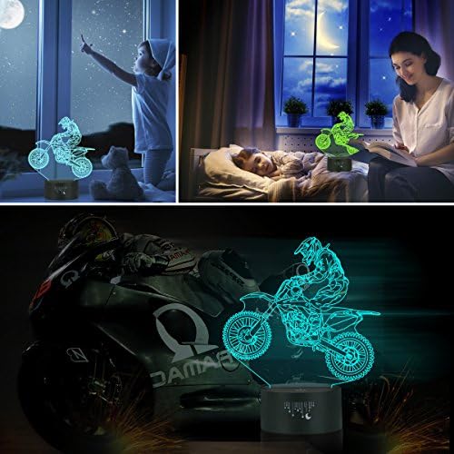 Kir Bisikletleri motosiklet 3D gece Lambası, Rquite motokros lambası, LED Dirtbike Dekor oyuncaklar erkek kız odası