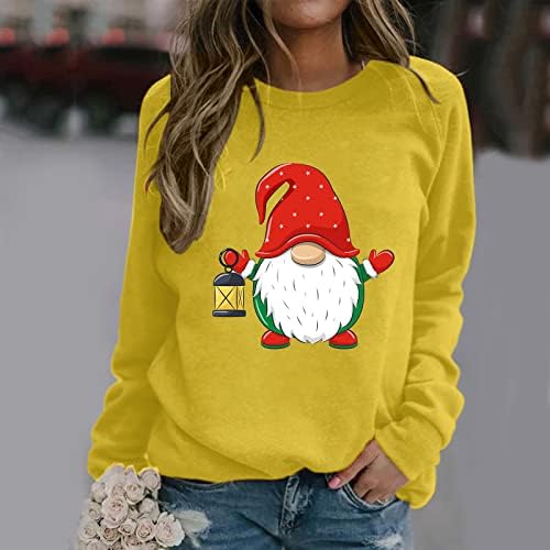 BEUU Noel Gömlek Kadınlar için, rahat Noel Gnome Baskı Üstleri Ekip Boyun Artı Boyutu T Shirt kadın Hoodies & Tişörtü