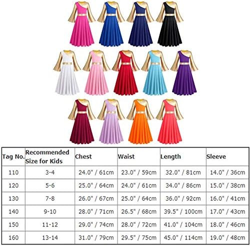 OwlFay Övgü dans elbiseleri Kızlar ıçin Altın Metalik Renk Blok Liturjik Ibadet Giyim Kutlama Ruhu Övgü Giyim
