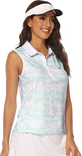 MoFiz Kolsuz Golf polo gömlekler Kadınlar için Hızlı Kuru Camo Hafif UPF 50 + Spor Atletik Tankı Üstleri Rahat Tenis