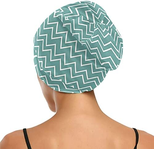 Kafatası Kap Uyku Kap Çalışma Şapka Bonnet Beanies Kadınlar için Çizgili Mavi Geometrik Klasik Uyku Kap Çalışma Şapka