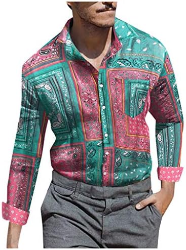 BEIBEIA Erkekler Uzun Kollu Kelebek Polka Dot Çizgili Baskı Tops Vintage Etnik Tarzı havai gömleği Rahat Sonbahar
