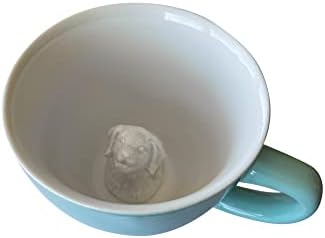 Yaratık Bardak köpek seramik fincan (11 Ons, Aqua yeşil dış) - Kupa içinde gizli hayvan-Yavru köpek kupa-Kahve ve