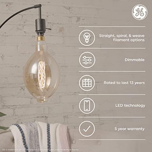 GE aydınlatma Vintage Stil LED ampul, 40 Watt Eqv, şeffaf cam, sıcak mum ışığı, G63 LarGlobe ampul, Orta Taban