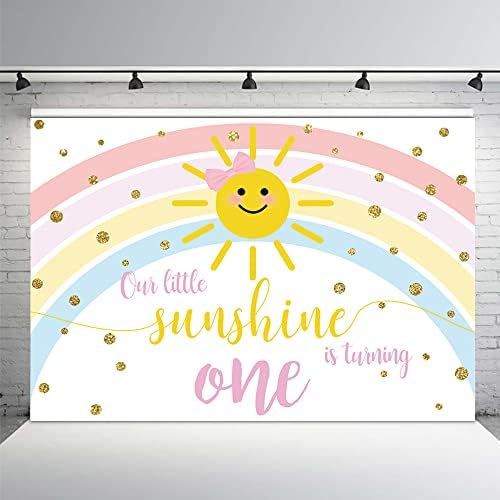 MEHOFOND 10X7ft Gökkuşağı Doğum Günü Backdrop Sunshine Kızlar 1st Bday Parti Süslemeleri Arka Plan Bizim Küçük Güneş