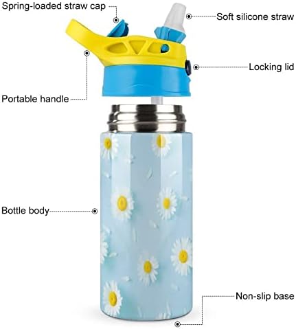 Termos Bardak 500Ml Papatyalar Yalıtımlı Su şişesi Saman İle spor ve Seyahat İçin 7. 5x2. 7 inç