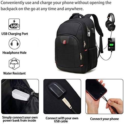 Della Gao Seyahat Laptop Sırt Çantası, USB Şarj Portu ile Erkekler ve Kadınlar için ekstra Büyük Anti Hırsızlık Sırt