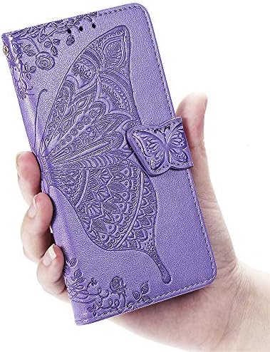 MEUPZZK Samsung Galaxy S10 Artı Cüzdan Kılıf, kabartmalı Kelebek Çiçek Premium PU Deri [Folio Kapak] [Kickstand] [Kart