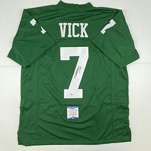 İmzalı / İmzalı Michael Mike Vick Philadelphia Kelly Yeşil Futbol Forması Beckett BAS COA