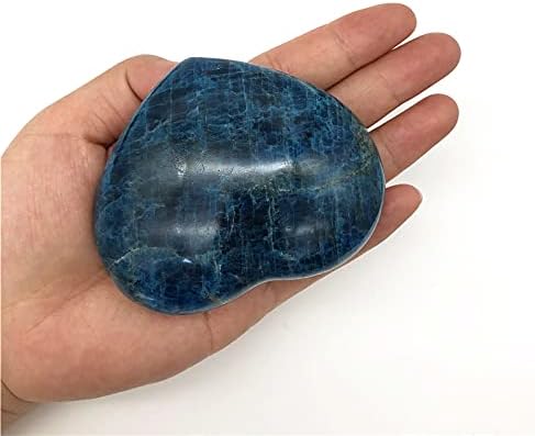 Dekoratif Taş 1 Adet Doğal Mavi Apatit Kalp Cilalı Palmiye Taş Şifa Reiki Madagaskar Doğal Kuvars Kristalleri - (Tip: