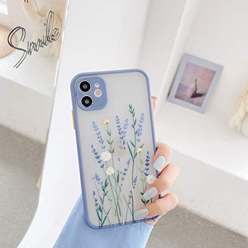 Iphone 12 Mini Kılıf için En Uyumlu 5.4 inç Şeffaf Çiçekler Desen Buzlu PC Arka 3D Çiçek Kız Kadın ve Yumuşak TPU