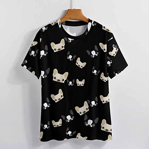Boston Terrier ve Fransız Bulldog Arkadaşlar kadın Grafik kısa kollu t-shirt Tee Crewneck T Shirt Bluz Tunik Üstleri