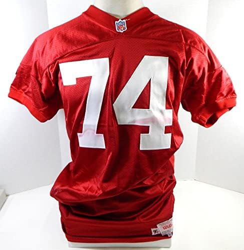 1995 San Francisco 49ers Steve Wallace 74 Oyunu Yayınlandı Kırmızı Forma 52 DP26905 - İmzasız NFL Oyunu Kullanılmış