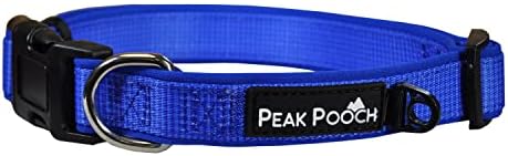 Büyük Köpekler için Peak Pooch Tasarımcı Köpek Tasması, Mavi 16-26 - Metal D Halkalı ve Tokalı Ayarlanabilir Hızlı
