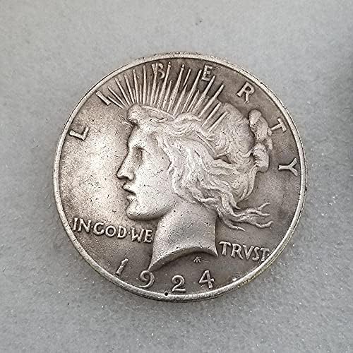 Antika El Sanatları Amerikan 1924 Pirinç Gümüş Kaplama Eski Gümüş Dolar Gümüş Yuvarlak Dış Ticaret 2113