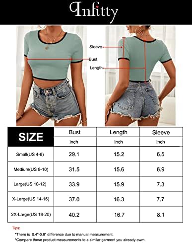 INFİTTY Bayan Temel Kırpma Üst Yaz Moda Kısa Kollu Düz Kepçe Boyun Slim fit T Gömlek Bluz 2023