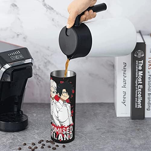 URUMAX Anime Vaat Neverland Paslanmaz Çelik Yalıtımlı Kahve kapaklı kupa Ve Payet Çift Duvar Vakum Kupalar seyahat
