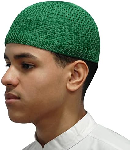 TheKufi ® yeşil açık örgü naylon esnek yumuşak ve rahat Kufi şapka kafatası kap bere